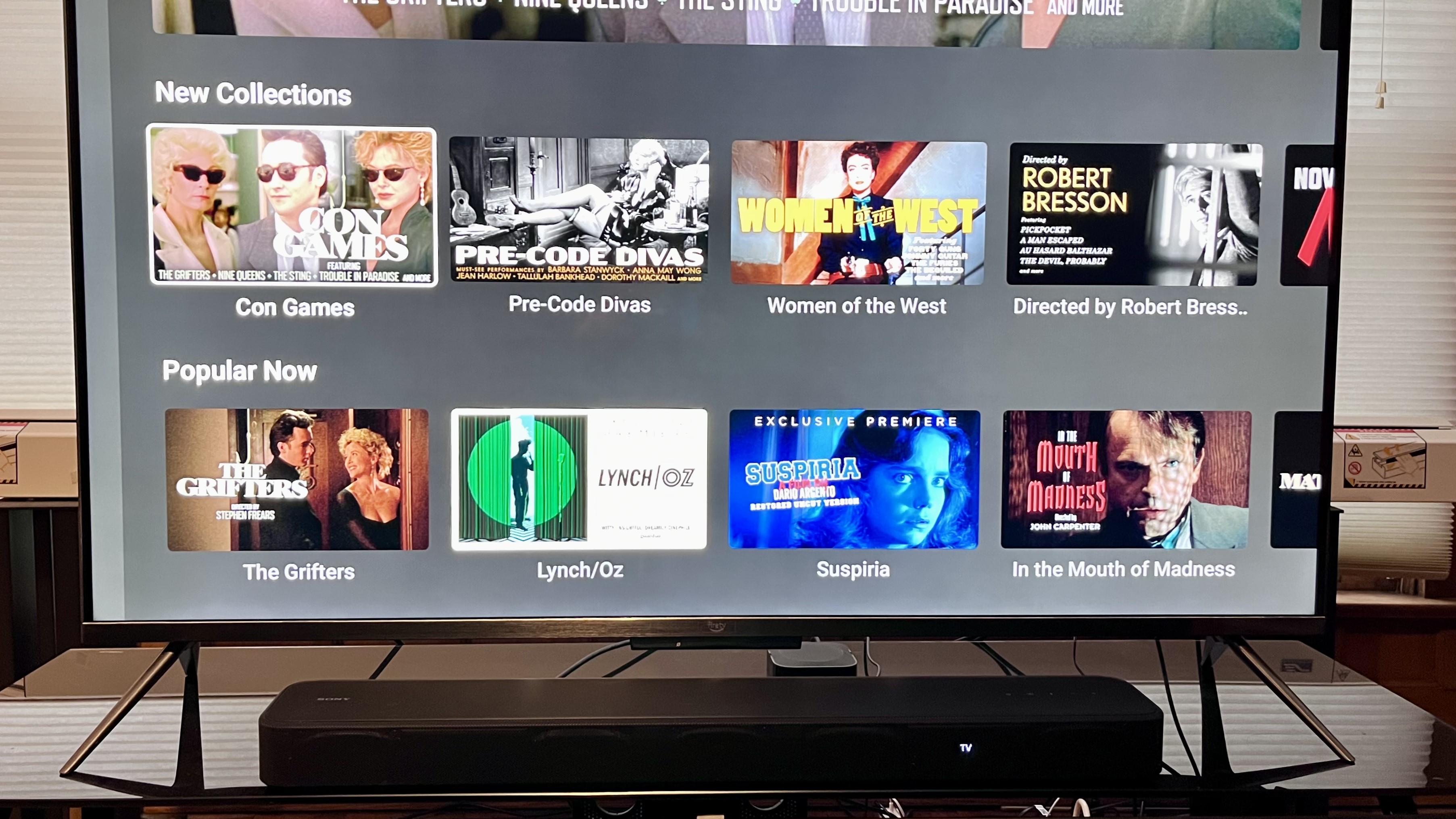 Sony HT-S2000 soundbar on TV stand