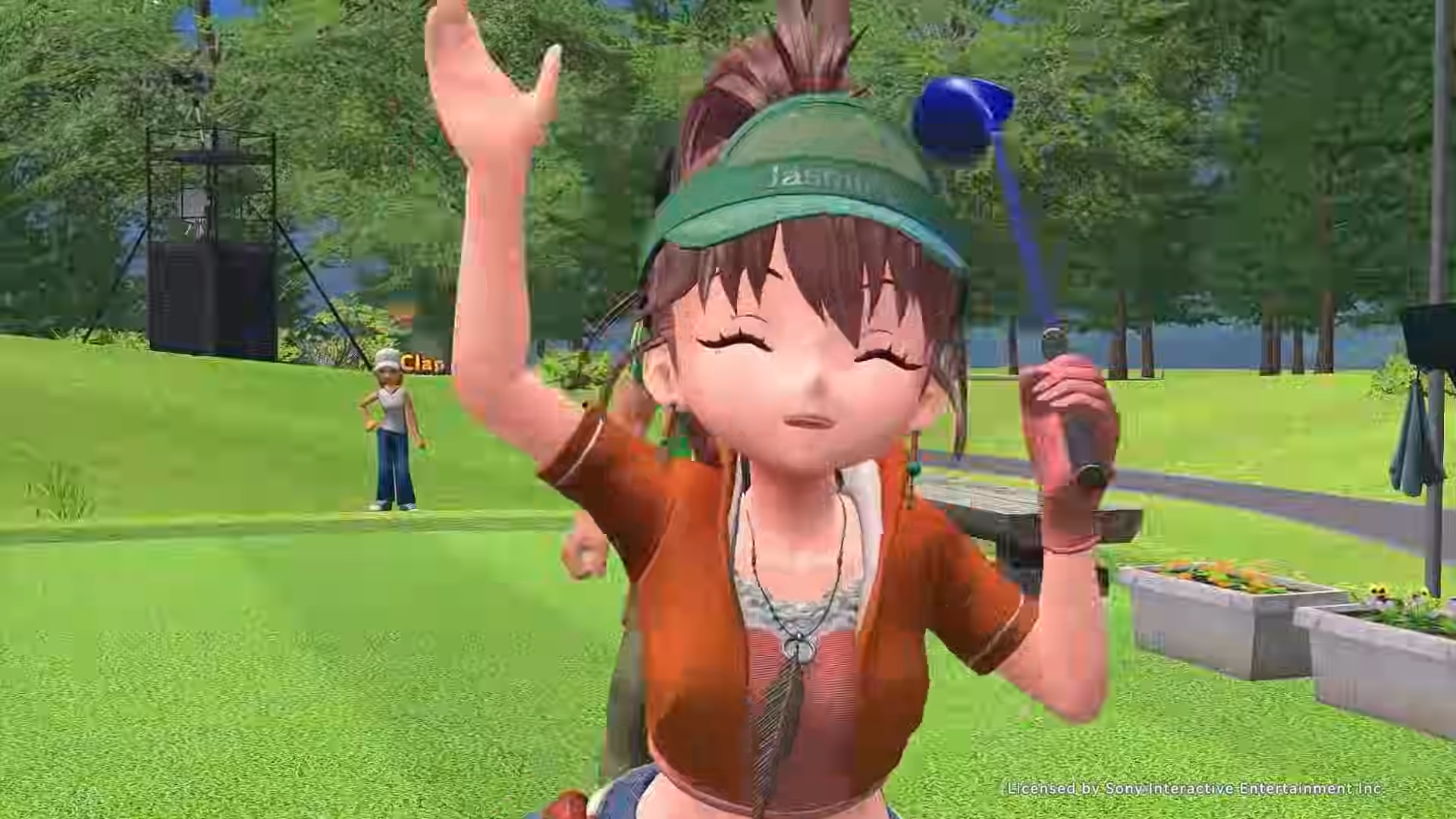 A girl cheering in Everybody&#039;s Golf Hot Shots.