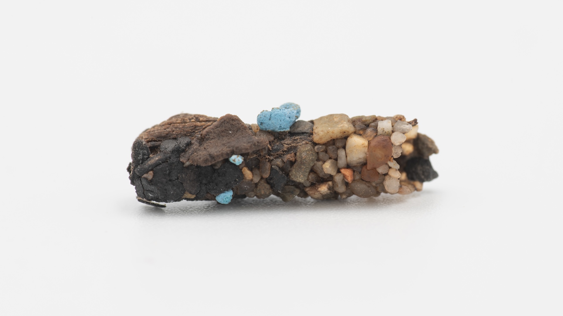 a close-up of a material with microplastics embedded in it