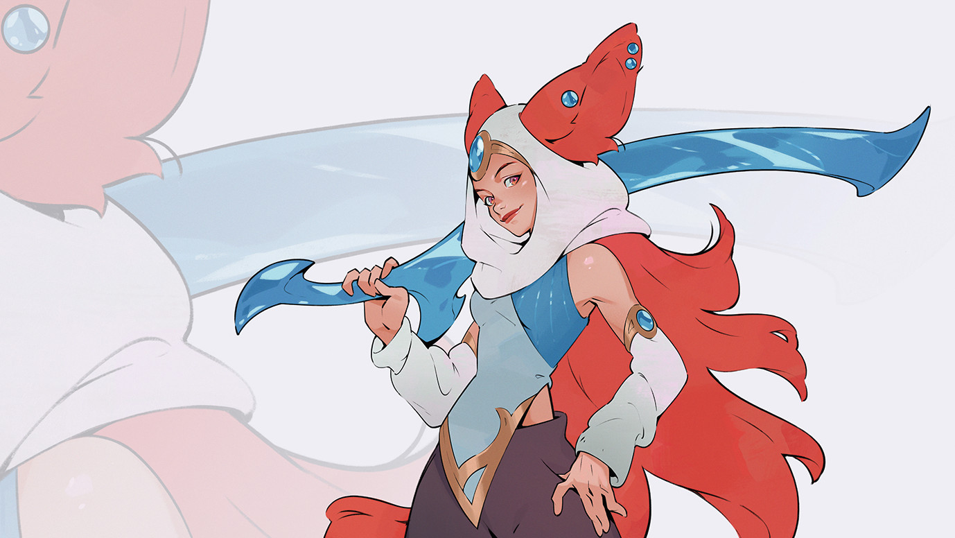 2D art of the week; A female character with slouch socks and a blade