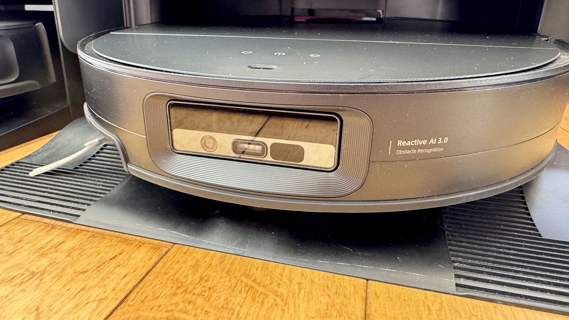 Close up of camera on Roborock Saros 10 robot vacuum