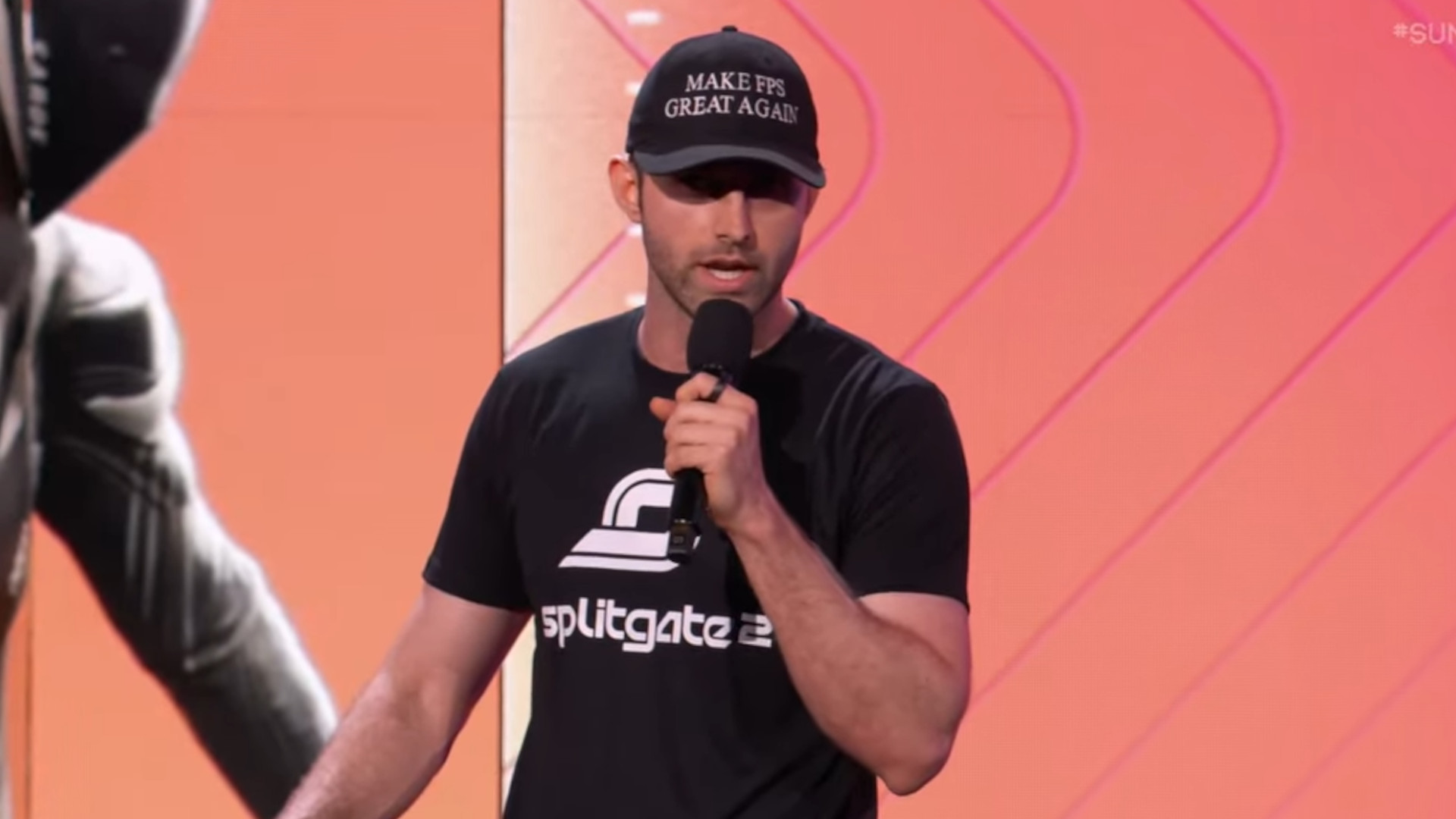 Ian Proulx takes the stage at Summer Game Fest with a hat reading &quot;MAKE FPS GREAT AGAIN&quot;