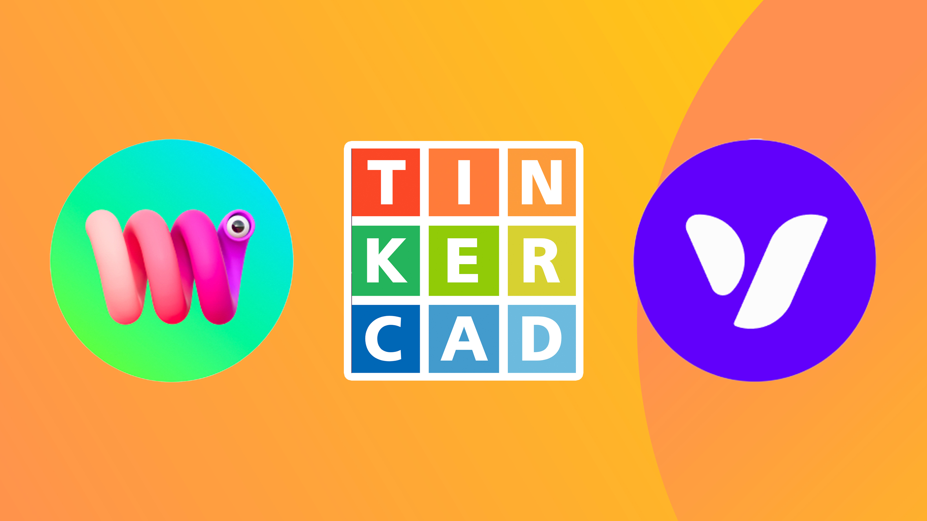 best web browser 3D modelling apps; logos on an orange background