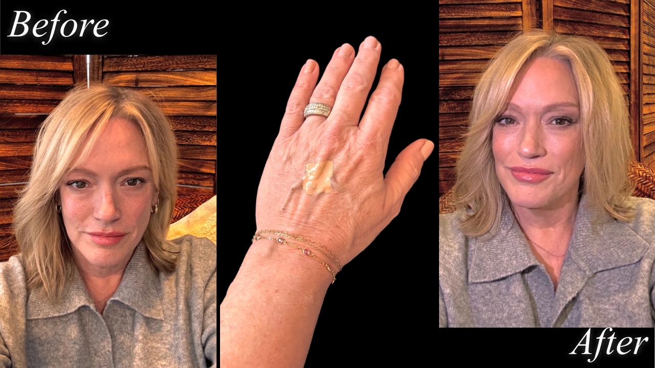 Heather Gagliano applies foundation