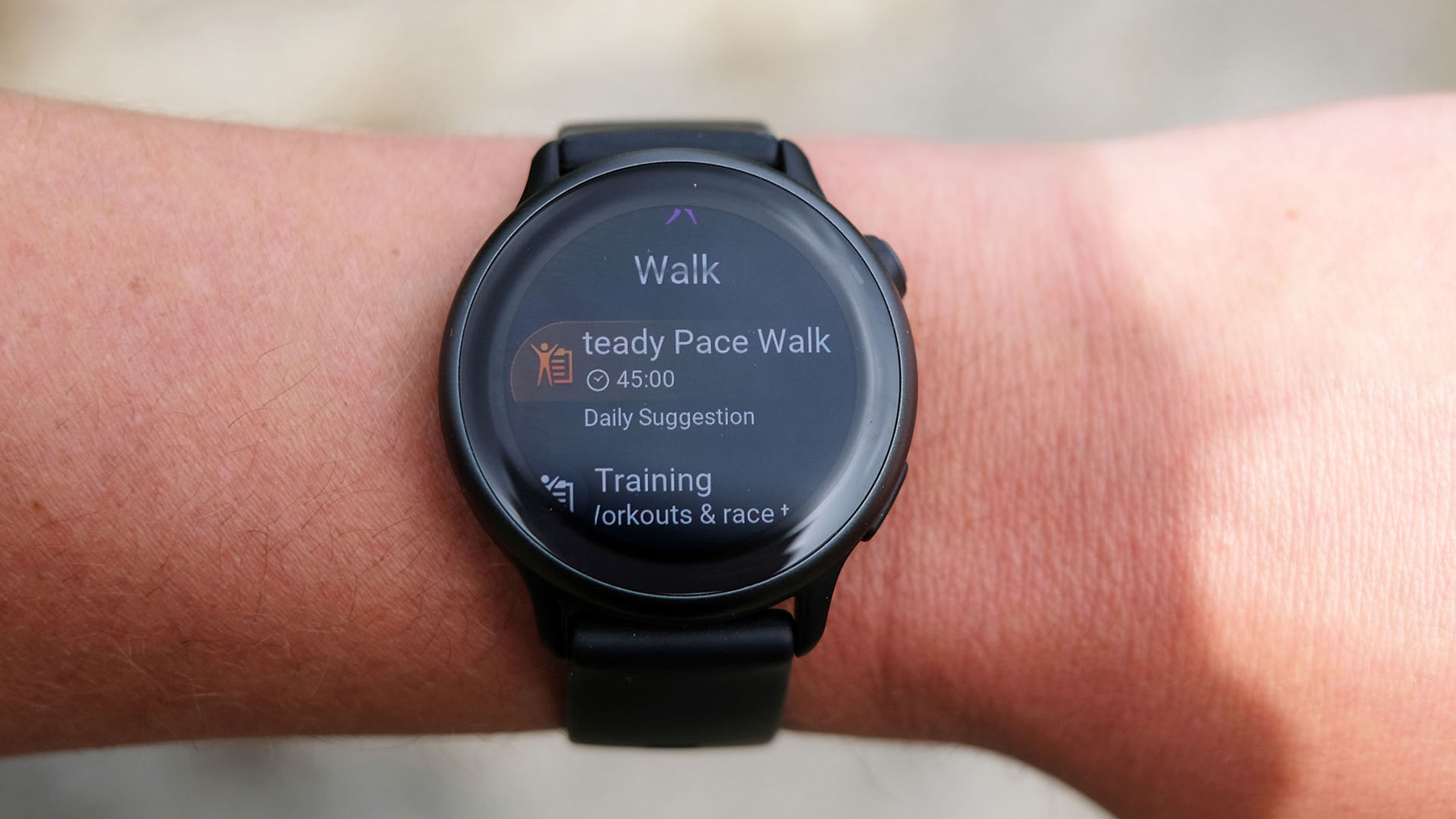 Garmin Vivoactive 6, a close-up picture of the workout guidance screen
