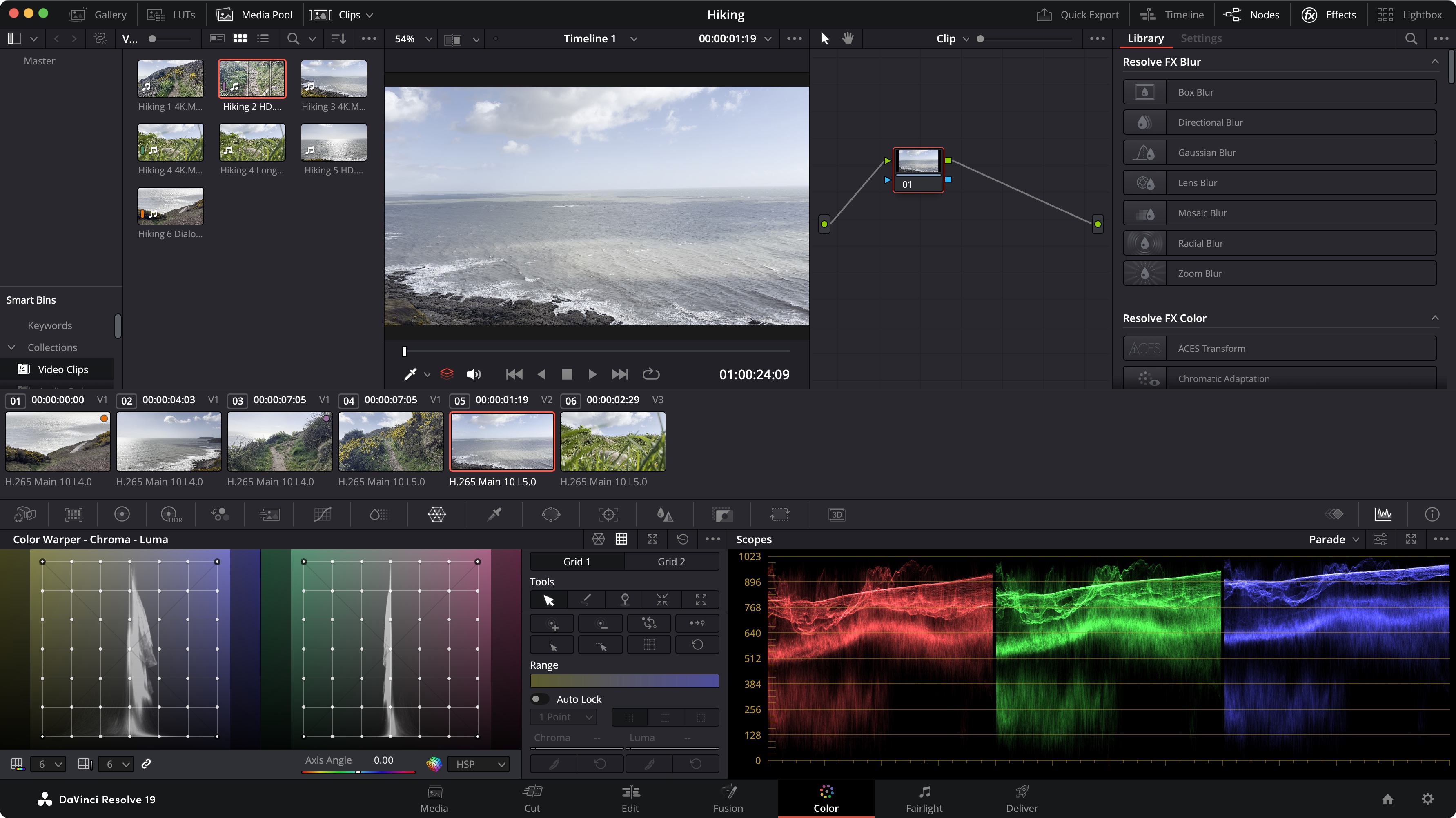 Screenshot of the DaVince Resolve 19 Interface