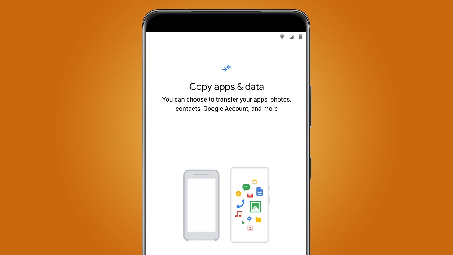 A phone screen showing Google's Data Transfer Tool