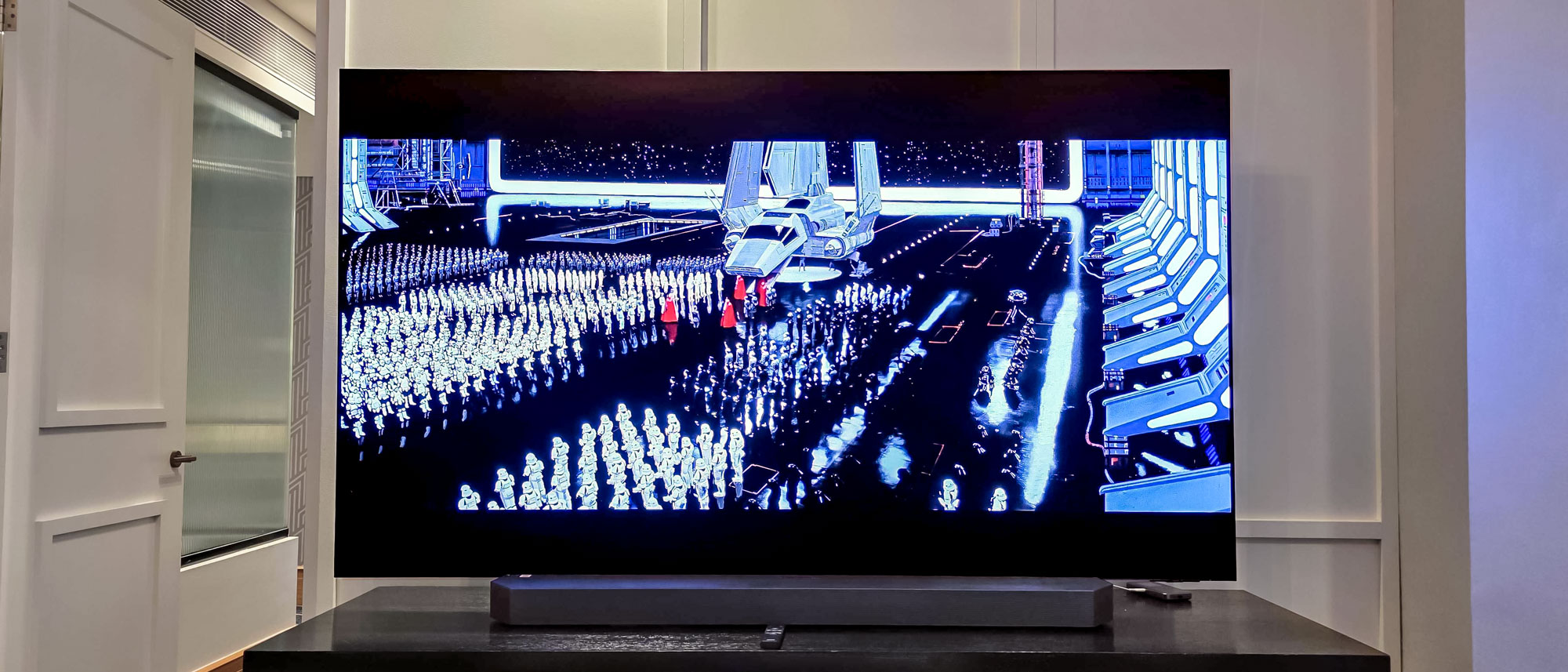 Samsung S95F OLED TV on table