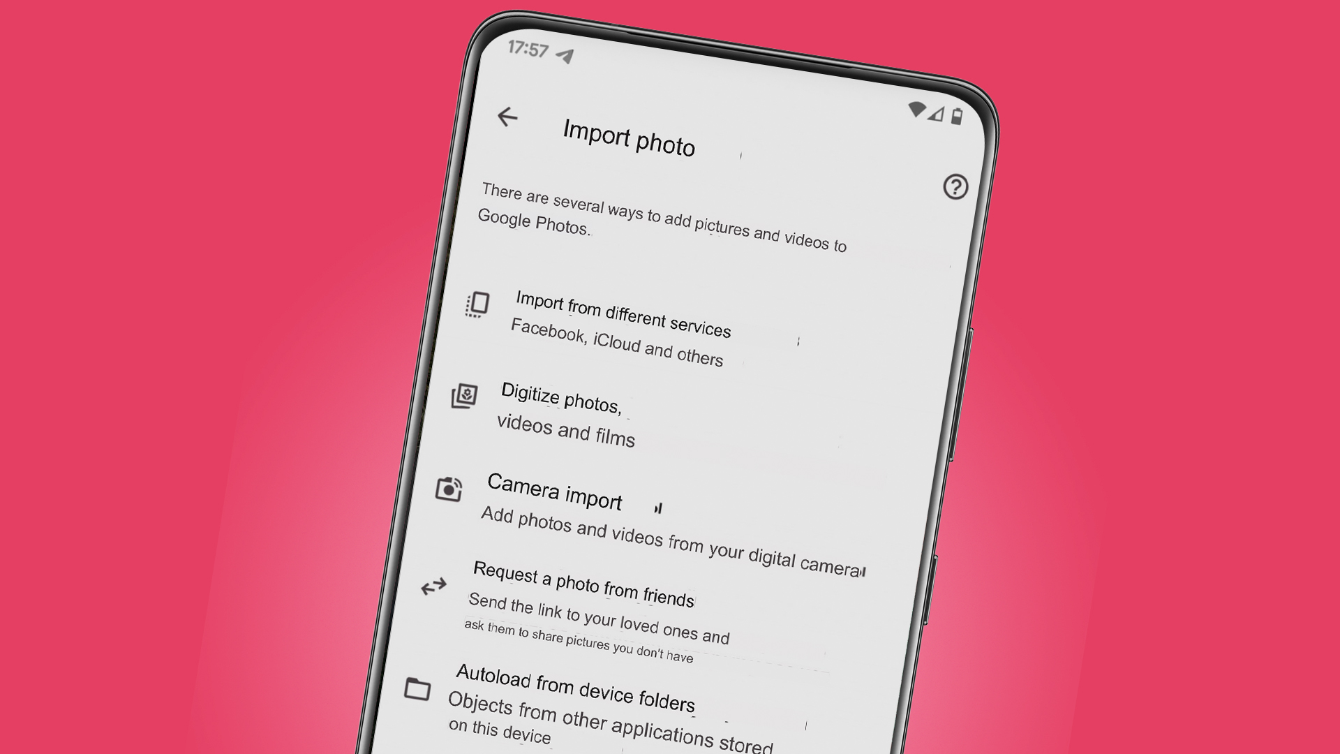 A screenshot from a beta version of the Google Photos app