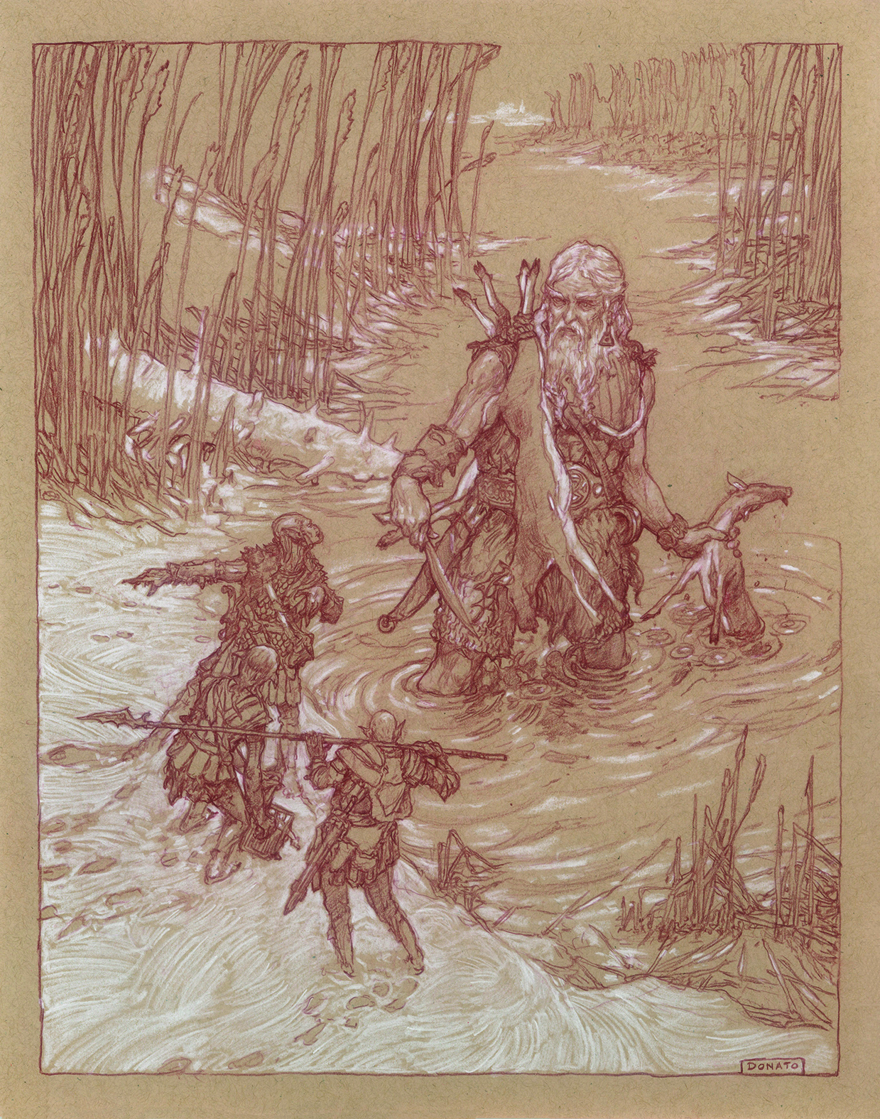 Improve your sketches; sketch of a wading man