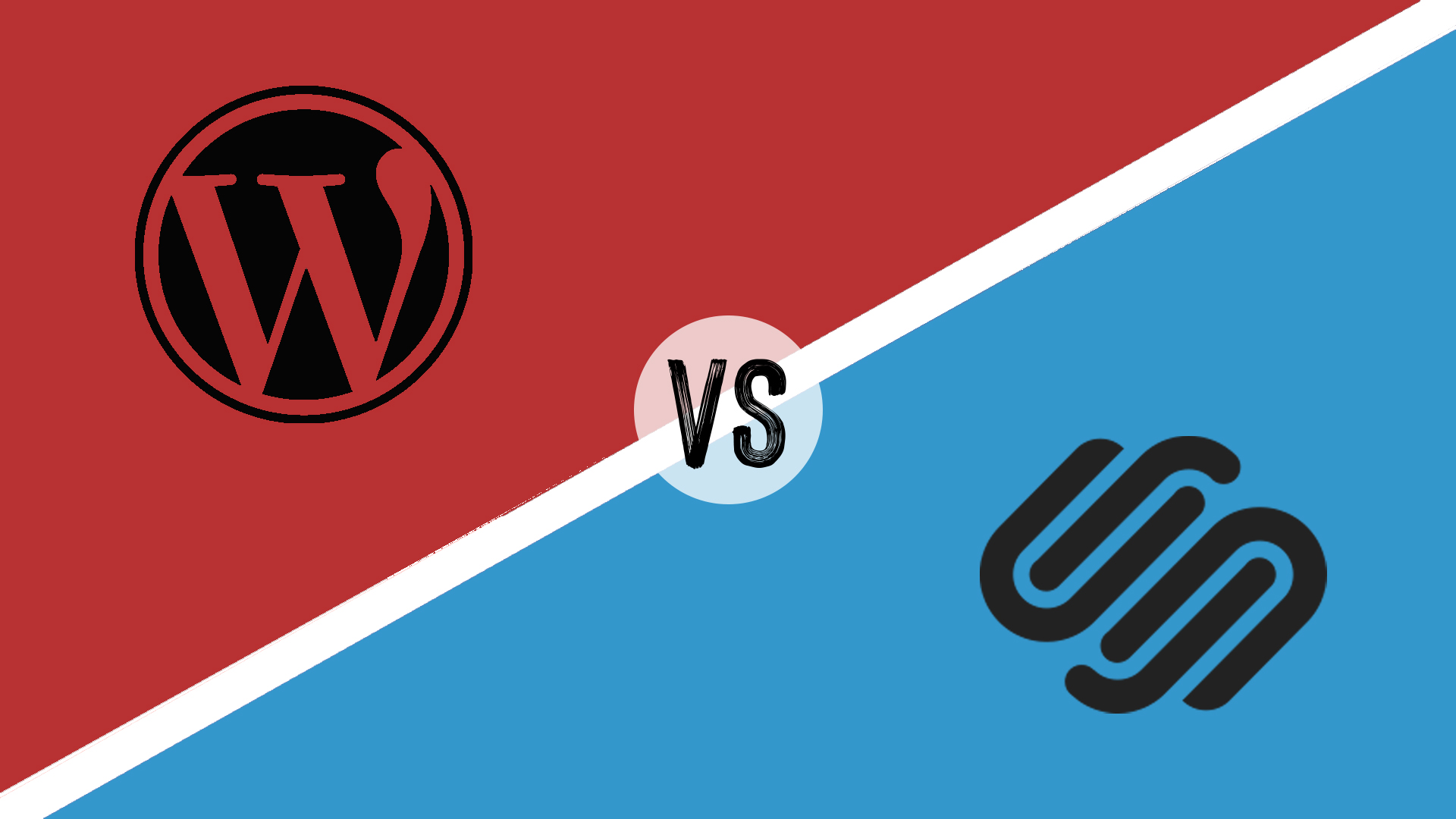 Word Press vs Squarespace: the two logos pitted against each other. 