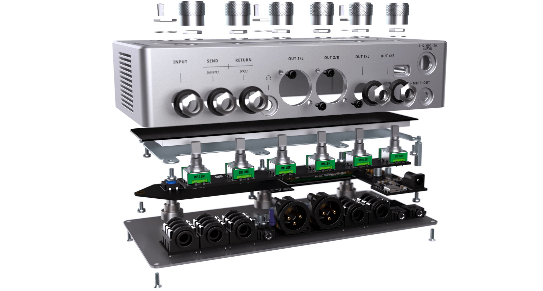 Darkglass Electronics Anagram Bass Workstation: The new multi-effects unit for bass guitar has a sleek design with a touchscreen and 6 high-resolution endless rotary knobs for fine-tuning each parameter.