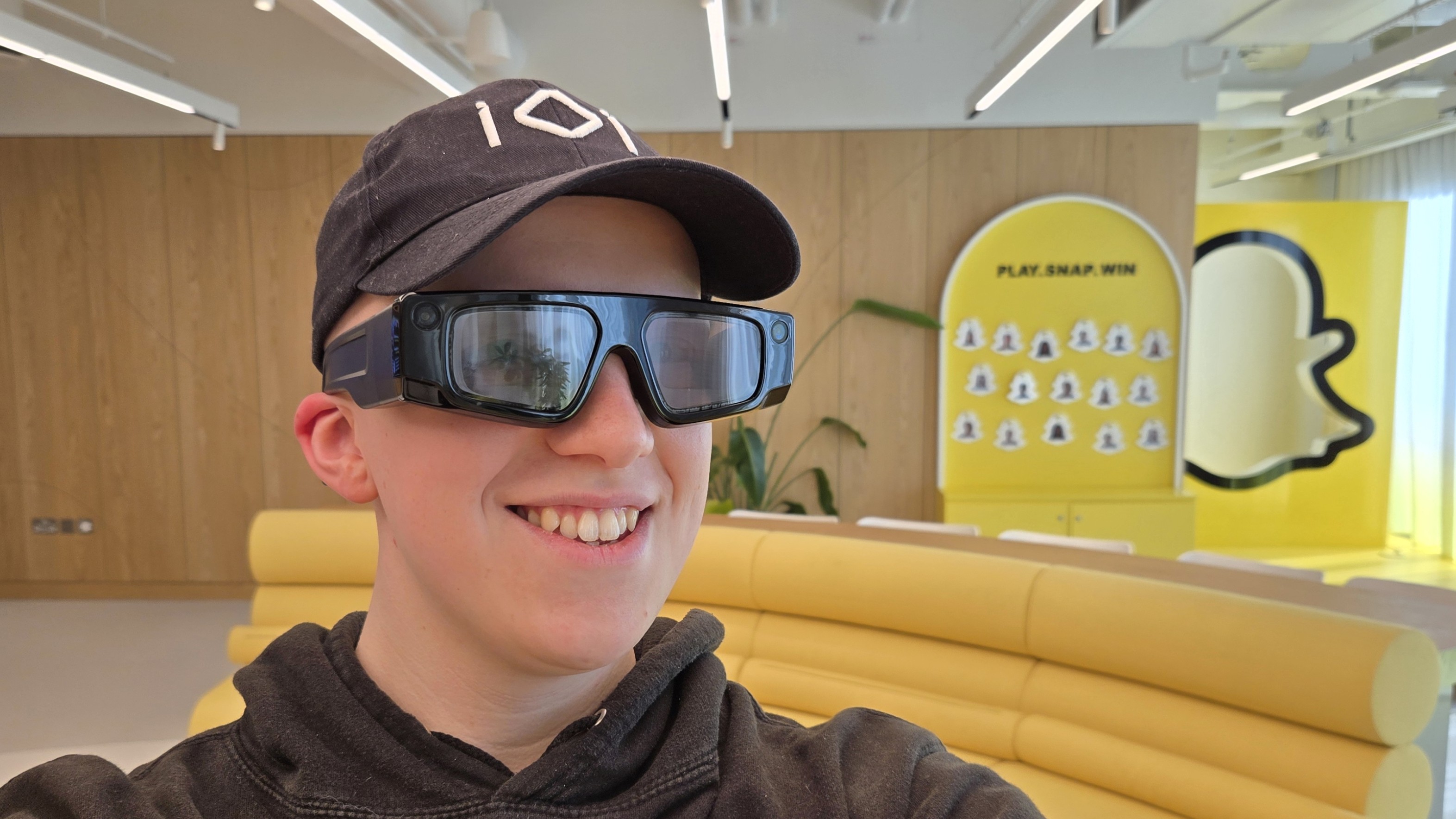 Hamish wearing the Snap Spectacles