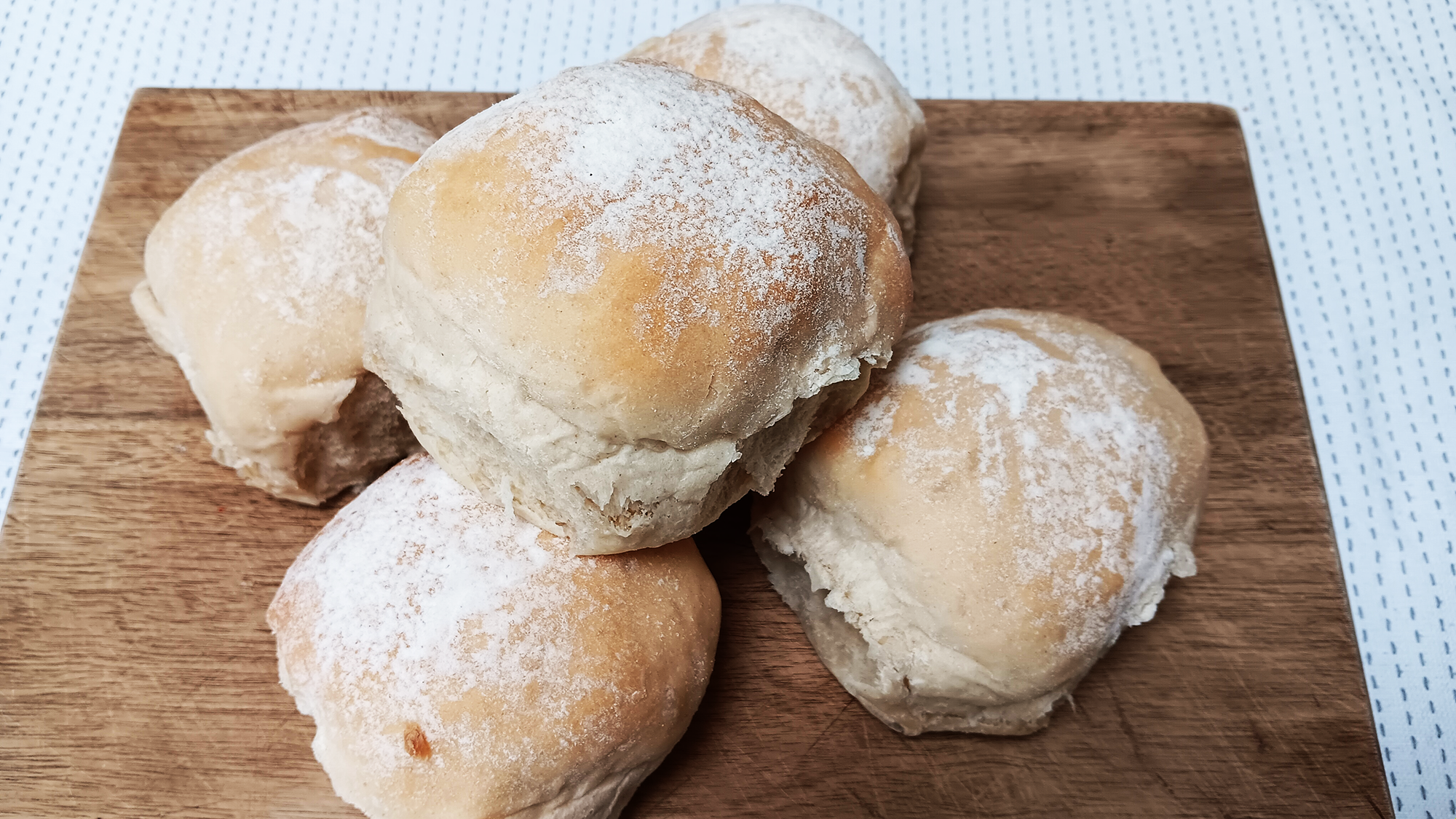 Homemade white bread rolls