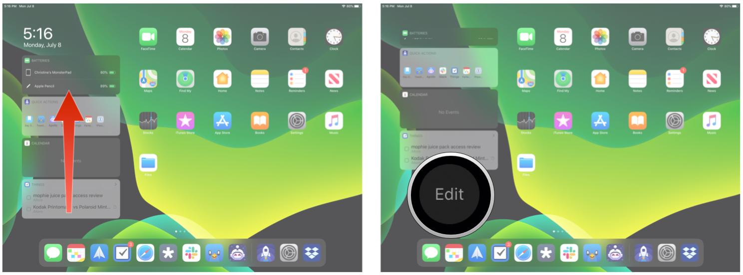 iPad Home Screen, edit widgets