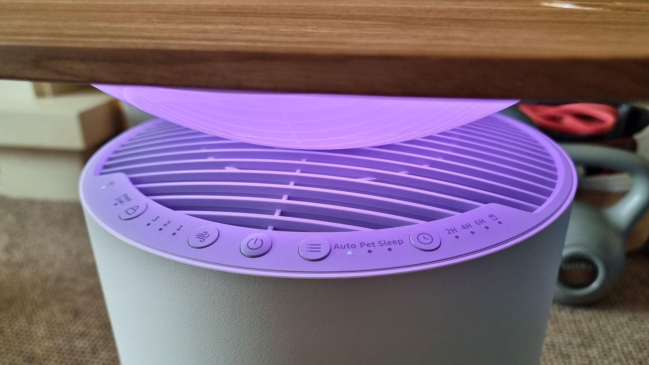 SwitchBot Air Purifier Table, a close-up picture of the control panel