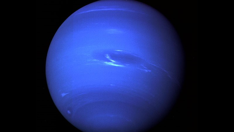 An image of Neptune captured by Voyager 2 in 1989. New infrared images of the planet has revealed some surprising temperatures in its atmosphere.