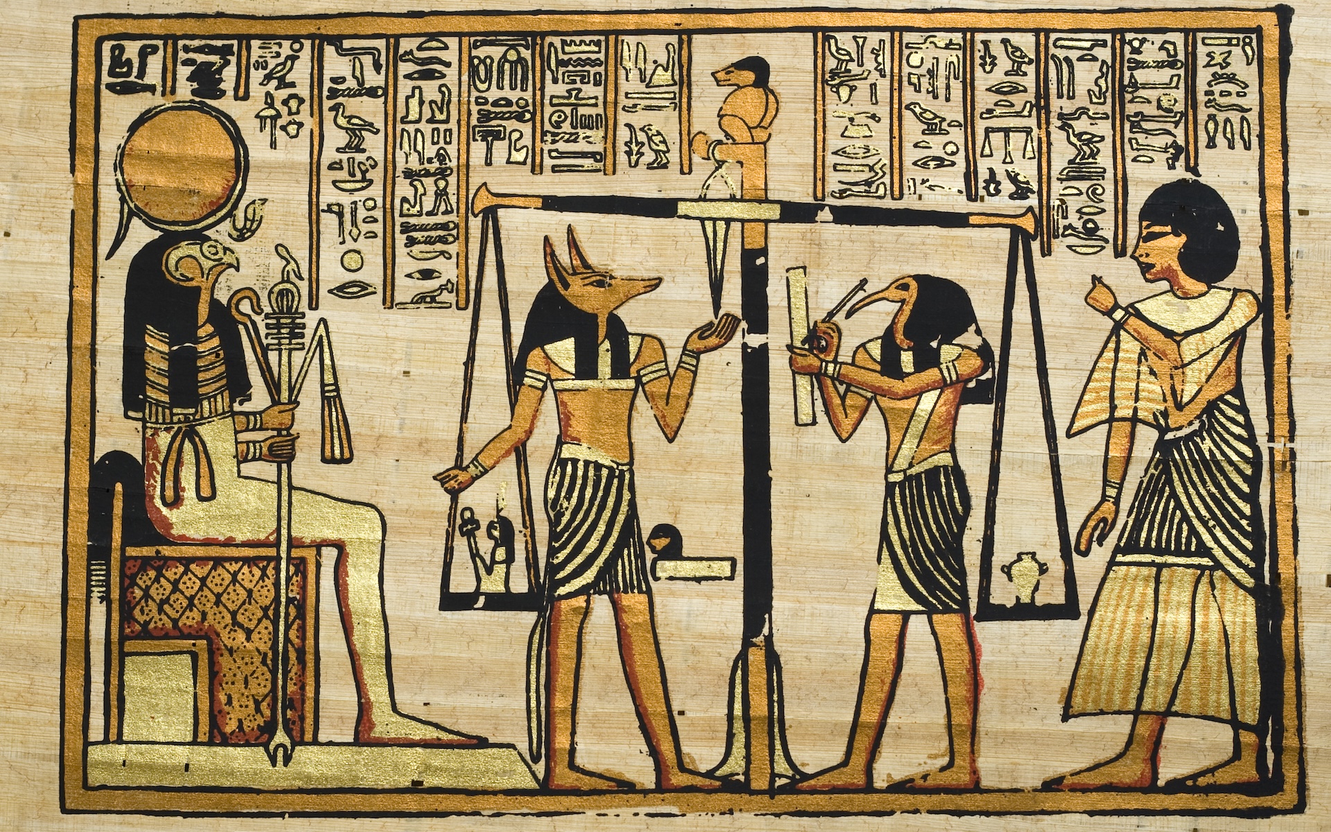 A scene depicting the weighing-of-the-soul ceremony