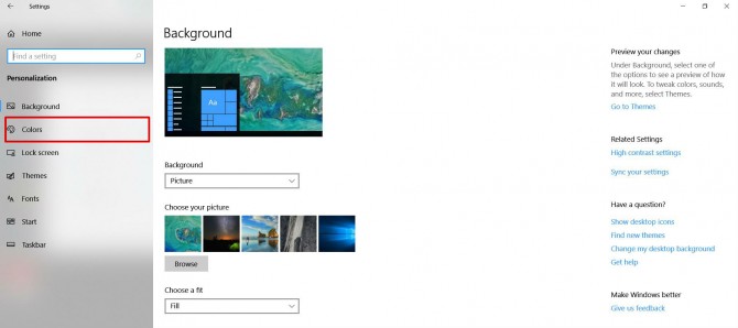Windows 10 colors